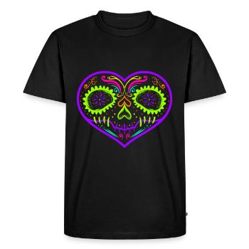 Heart Shaped Sugar Skull Painting For Day Of The - Men's Premium Organic T-Shirt - black - Front - Nico (187cm)