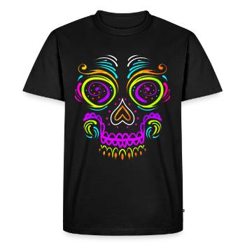 Big Calaveras Makeup Sugar Skull Day Of The Dead - Men's Premium Organic T-Shirt - black - Front - Nico (187cm)