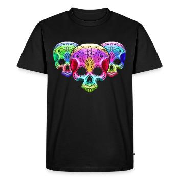 Trois Dégradés Colorés Sugar Skull Day De La - T-shirt Premium bio Homme - noir - Devant - Nico (187cm)