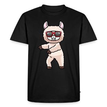 Alpaga dansant avec des lunettes de soleil danseur de danse - T-shirt Premium bio Homme - noir - Devant - Nico (187cm)