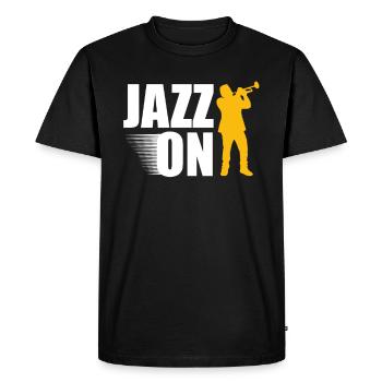 Jazz on trumpeter musician musical instrument - Men's Premium Organic T-Shirt - black - Front - Nico (187cm)