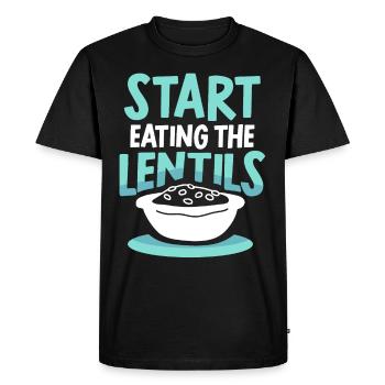 Start Eating Lentils Lentil Soup - Men's Premium Organic T-Shirt - black - Front - Nico (187cm)