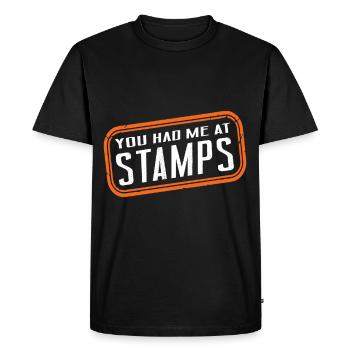 They had me at Stamps Philatelist Stamp - Men's Premium Organic T-Shirt - black - Front - Nico (187cm)