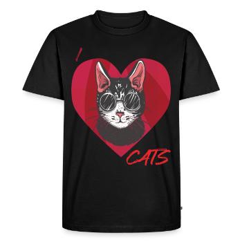 J’aime chat chaton coeur Bengal chat chat - - T-shirt Premium bio Homme - noir - Devant - Nico (187cm)