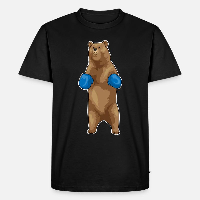 Bär Boxer Boxhandschuhe - Männer Premium Bio T-Shirt - Schwarz