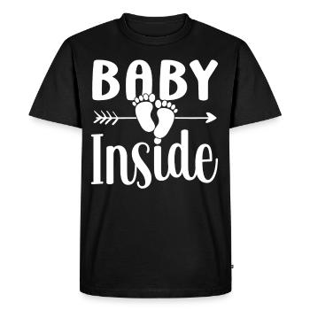 Bébé à l’intérieur Annonce Bébé enceinte à l’intérieur - T-shirt Premium bio Homme - noir - Devant - Nico (187cm)
