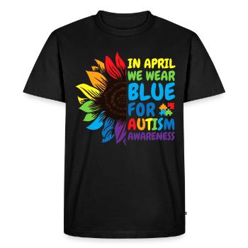 Autism Awareness Sunflower - Men's Premium Organic T-Shirt - black - Front - Nico (187cm)