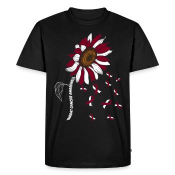 Tournesol de sensibilisation au cancer du larynx - T-shirt Premium bio Homme - noir - Devant - Nico (187cm)