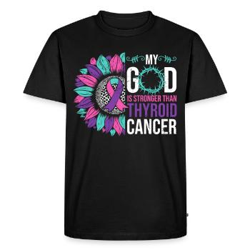 Thyriode Cancer Awareness Tournesol - T-shirt Premium bio Homme - noir - Devant - Nico (187cm)