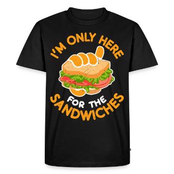 Je ne suis là que pour les sandwichs - T-shirt Premium bio Homme - noir - Devant - Nico (187cm)