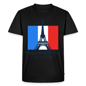 Love Paris Souvenir Fête Nationale France - T-shirt Premium bio Homme - noir - Devant - Nico (187cm)