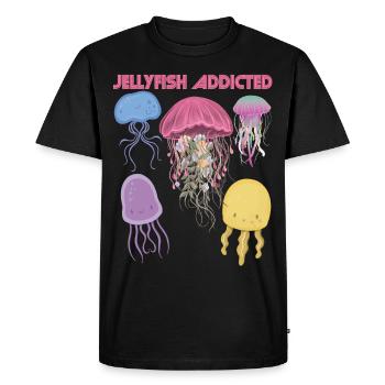 Jellyfish Addicted Sea Souvenir Ocean Life Underwater - Men's Premium Organic T-Shirt - black - Front - Nico (187cm)