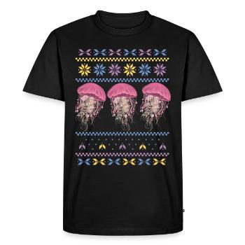 Méduses Pulls Moches Poissons Mer Mer Vie Océanique - T-shirt Premium bio Homme - noir - Devant - Nico (187cm)