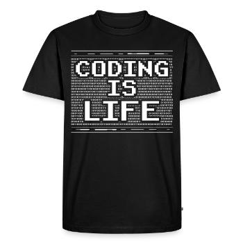 Coding is Life Coder Code Programmer - Men's Premium Organic T-Shirt - black - Front - Nico (187cm)