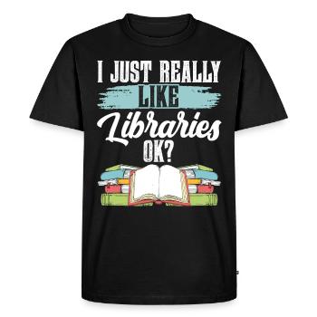J’aime juste les bibliothèques très ok bibliothèque - T-shirt Premium bio Homme - noir - Devant - Nico (187cm)