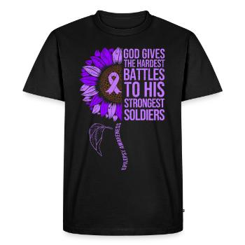 Epilepsy Awareness Sunflower - Men's Premium Organic T-Shirt - black - Front - Nico (187cm)