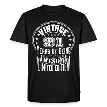Vintage 91 Years Of Being Awesome Limited Edition - Men's Premium Organic T-Shirt - black - Front - Nico (187cm)