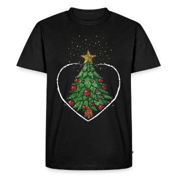 Christmas tree Christmas tree poinsettia - Men's Premium Organic T-Shirt - black - Front - Nico (187cm)