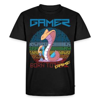 Video Games Funny Snake Gamer Born To Gaming Retro - Men's Premium Organic T-Shirt - black - Front - Nico (187cm)