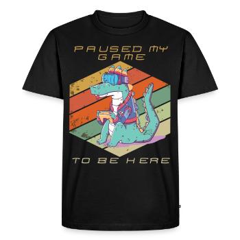 Video Games Gamer Paused My Game Retro Gaming Croc - Men's Premium Organic T-Shirt - black - Front - Nico (187cm)