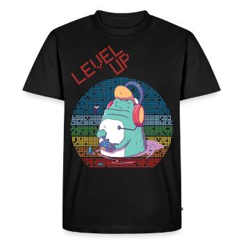 Level Up Gamer Jeux vidéo Retro Vintage Gaming Ga - T-shirt Premium bio Homme - noir - Devant - Nico (187cm)