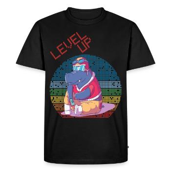 Niveau vers le haut Gamer Jeux vidéo Retro Vintage Gaming Où - T-shirt Premium bio Homme - noir - Devant - Nico (187cm)