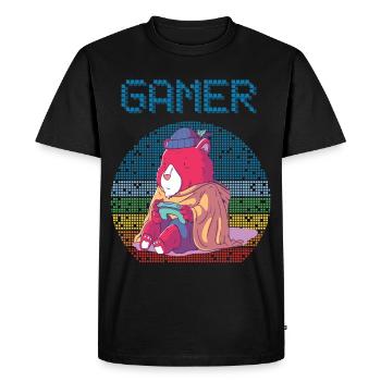 Gamer Jeux vidéo rétro Jeu vintage Jeu amusant - T-shirt Premium bio Homme - noir - Devant - Nico (187cm)