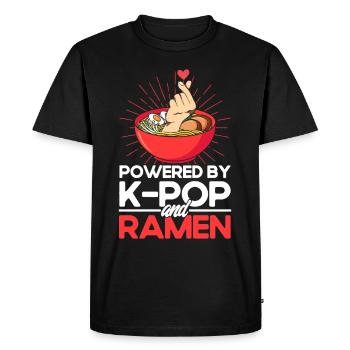 Powered By K-Pop and Ramen - Men's Premium Organic T-Shirt - black - Front - Nico (187cm)