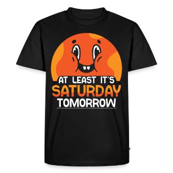 Au moins demain samedi vendredi est enfin - T-shirt Premium bio Homme - noir - Devant - Nico (187cm)