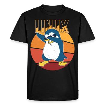 Linux Root Admin Cool Penguin Informatics Nerd - Men's Premium Organic T-Shirt - black - Front - Nico (187cm)