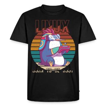 Linux Gamer Born To Be Root Cool Penguin Nerd Prog - Men's Premium Organic T-Shirt - black - Front - Nico (187cm)