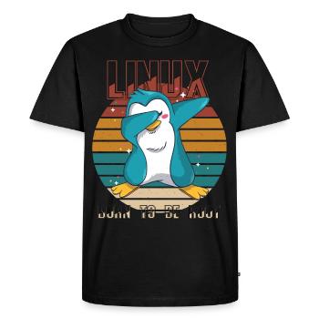 Geek Born To Be Root Linux Penguin Nerd Programmer - Men's Premium Organic T-Shirt - black - Front - Nico (187cm)