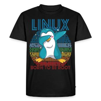 Born To Be Root Retro Penguin Linux Nerd Program - Men's Premium Organic T-Shirt - black - Front - Nico (187cm)