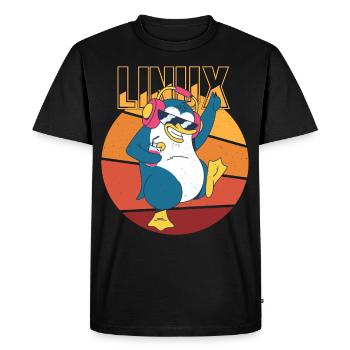 Party Linux Root Cool Penguin Nerd Game Programmer - Men's Premium Organic T-Shirt - black - Front - Nico (187cm)