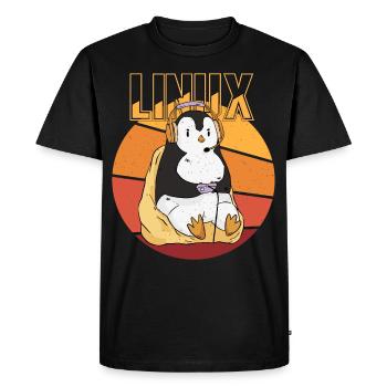 Gamer Penguin Linux Root Party Nerd Programmer Com - Men's Premium Organic T-Shirt - black - Front - Nico (187cm)