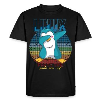 Linux Party Sudo Root Geek Cute Penguin Nerd Progr - Men's Premium Organic T-Shirt - black - Front - Nico (187cm)