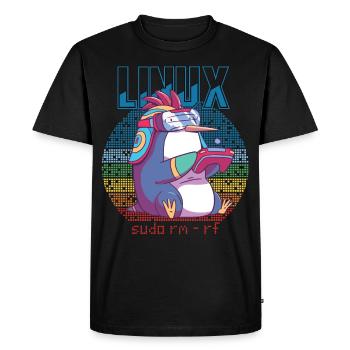 Linux Gamer Sudo Root Geek Admin Penguin Nerd Prog - Men's Premium Organic T-Shirt - black - Front - Nico (187cm)