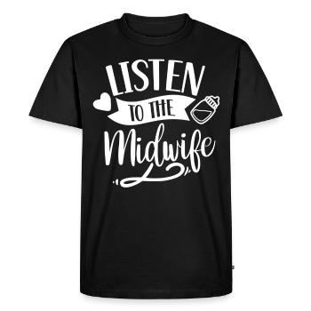 Écoutez la sage-femme sur la profession de sage-femme en obstétrique - T-shirt Premium bio Homme - noir - Devant - Nico (187cm)