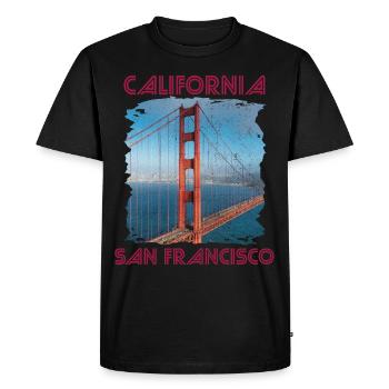 California Love San Francisco Golden Gate Bridge-A - T-shirt Premium bio Homme - noir - Devant - Nico (187cm)