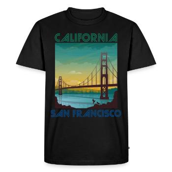 Californie San Francisco vacances Golden Gate Brid - T-shirt Premium bio Homme - noir - Devant - Nico (187cm)