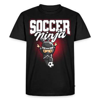 Joueur de football ninja mignon amoureux du football drôle - T-shirt Premium bio Homme - noir - Devant - Nico (187cm)