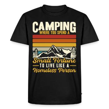 Camping où vous dépensez une petite fortune - T-shirt Premium bio Homme - noir - Devant - Nico (187cm)