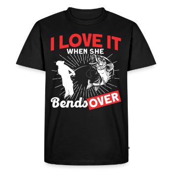 I Love It When She bends Over - Men's Premium Organic T-Shirt - black - Front - Nico (187cm)