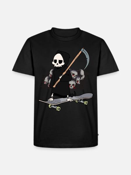 Skateboard Grim Reaper Closing Time End Horror Death - Men's Premium Organic T-Shirt - black