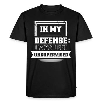 Laissé sans surveillance pour ma défense - T-shirt Premium bio Homme - noir - Devant - Nico (187cm)