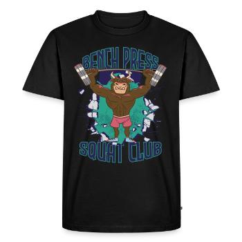 Bench Press Squad Club Bull Workout Entraînement en force - T-shirt Premium bio Homme - noir - Devant - Nico (187cm)