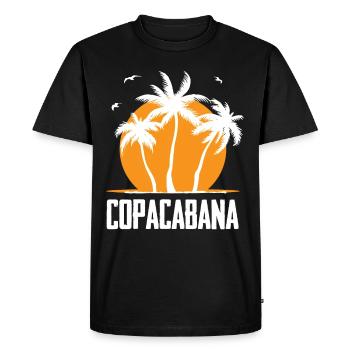 Copacabana Rio Palmiers Plage d’été Soleil Vagues U - T-shirt Premium bio Homme - noir - Devant - Nico (187cm)