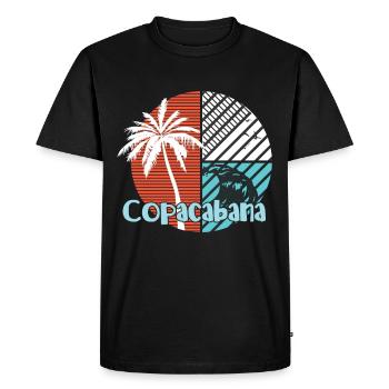 Copacabana Palmiers Vagues d’été Soleil Brésil Ri - T-shirt Premium bio Homme - noir - Devant - Nico (187cm)