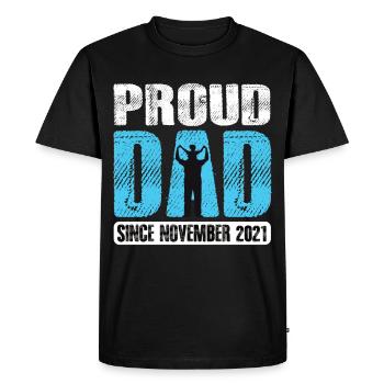 Fier papa depuis novembre 2021 - T-shirt Premium bio Homme - noir - Devant - Nico (187cm)