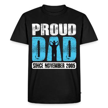 Fier papa depuis novembre 2005 - T-shirt Premium bio Homme - noir - Devant - Nico (187cm)